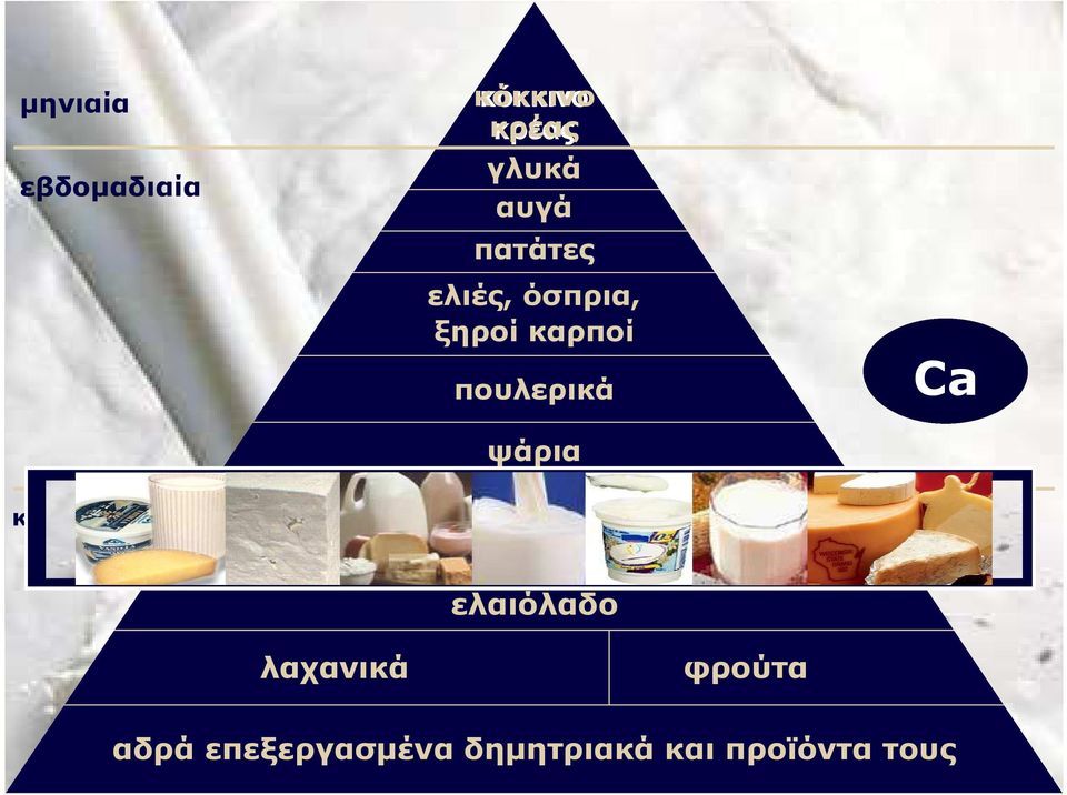 πουλερικά ψάρια γαλακτοκοµικά ελαιόλαδο Ca