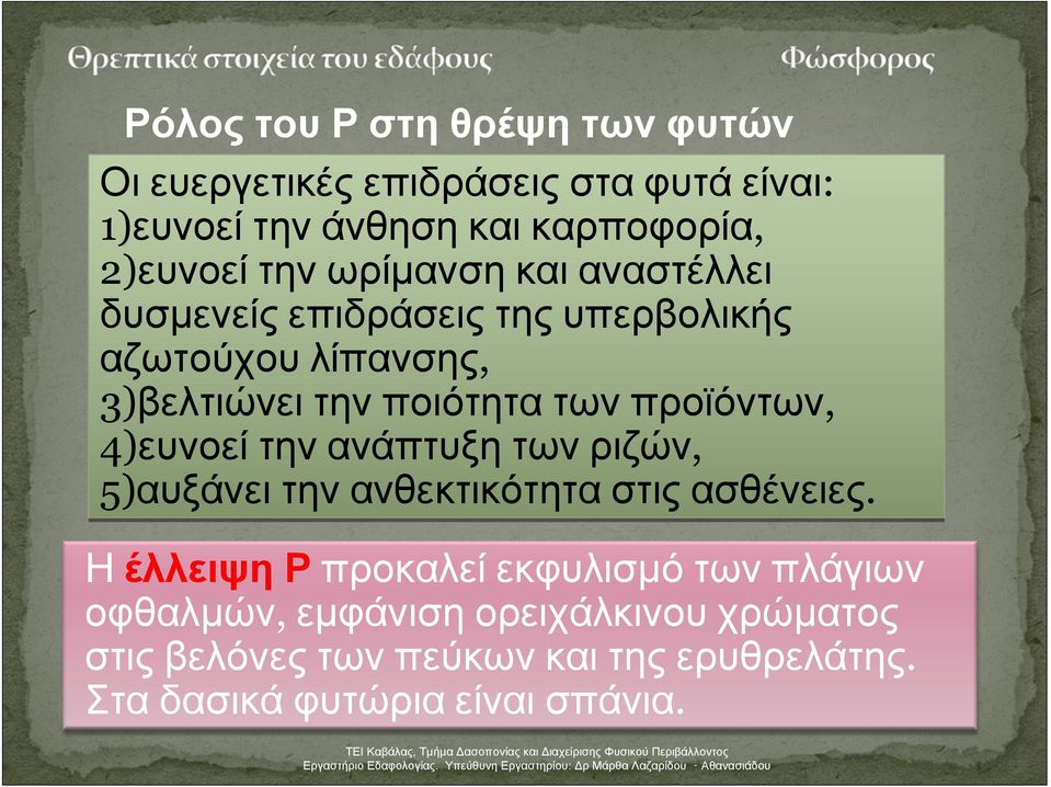 προϊόντων, 4)ευνοεί την ανάπτυξη των ριζών, 5)αυξάνει την ανθεκτικότητα στις ασθένειες.