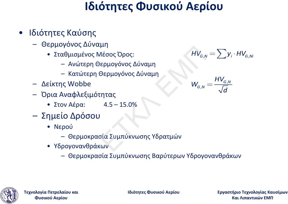 5 15.0% Σημείο Δρόσου HV W å = y HV GN, i GNi, Νερού Θερμοκρασία Συμπύκνωσης