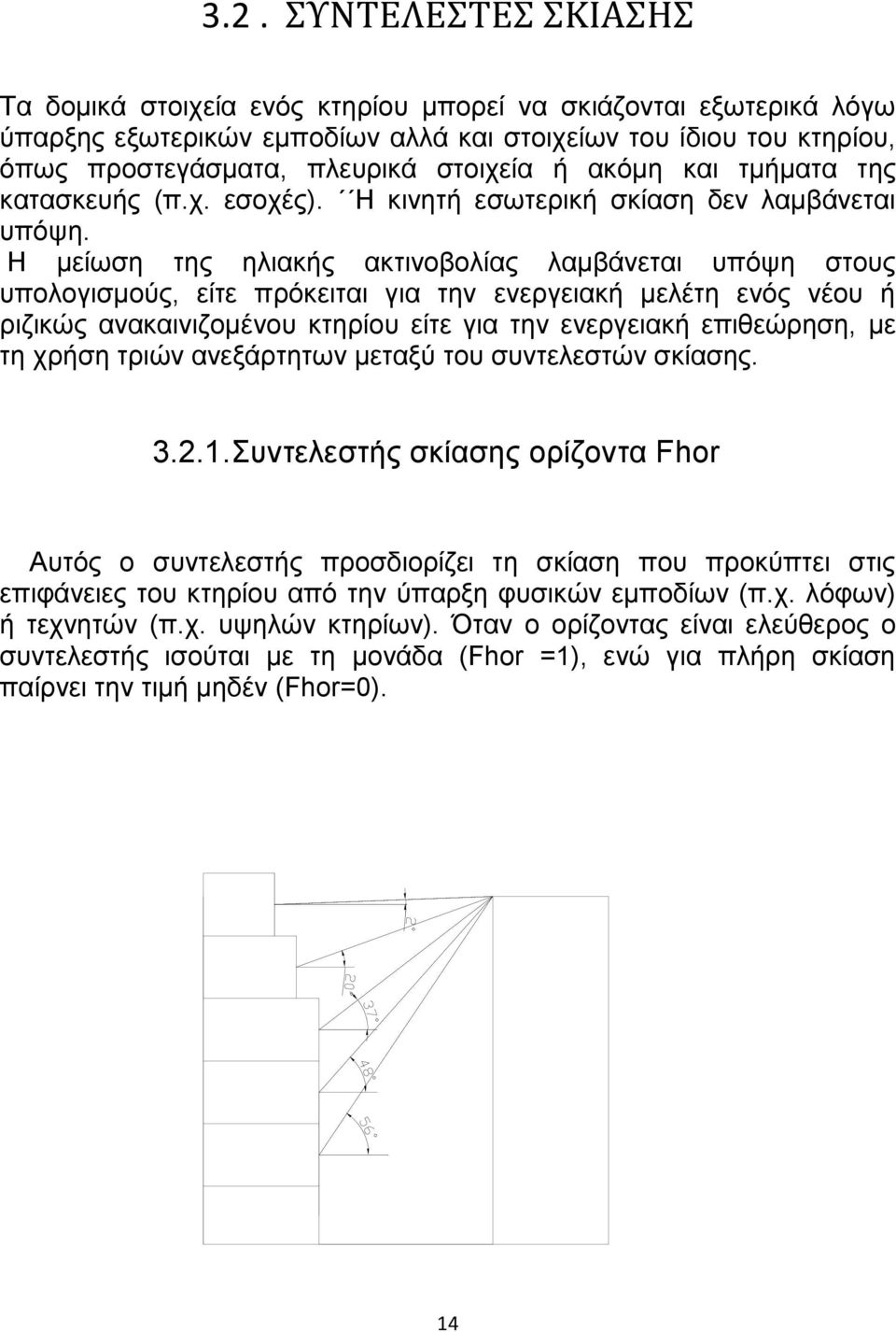 Η μείωση της ηλιακής ακτινοβολίας λαμβάνεται υπόψη στους υπολογισμούς, είτε πρόκειται για την ενεργειακή μελέτη ενός νέου ή ριζικώς ανακαινιζομένου κτηρίου είτε για την ενεργειακή επιθεώρηση, με τη