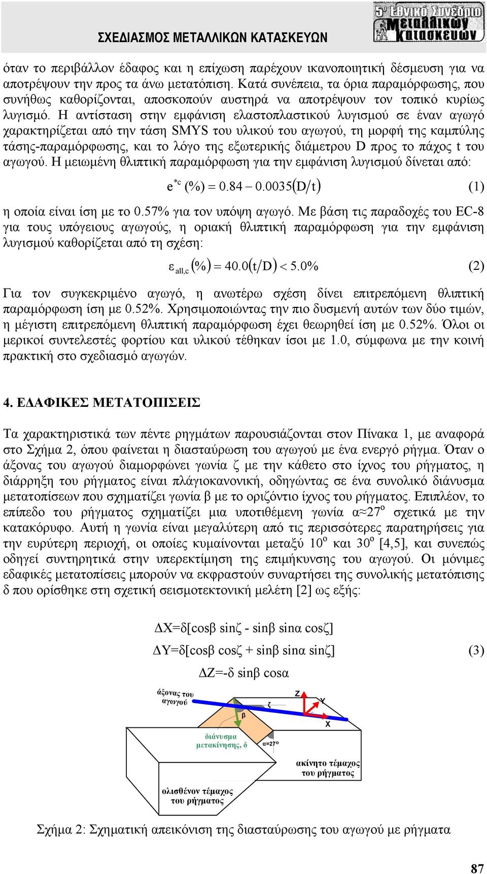 Η αντίσταση στην εμφάνιση ελαστοπλαστικού λυγισμού σε έναν αγωγό χαρακτηρίζεται από την τάση SMYS του υλικού του αγωγού, τη μορφή της καμπύλης τάσης-παραμόρφωσης, και το λόγο της εξωτερικής διάμετρου