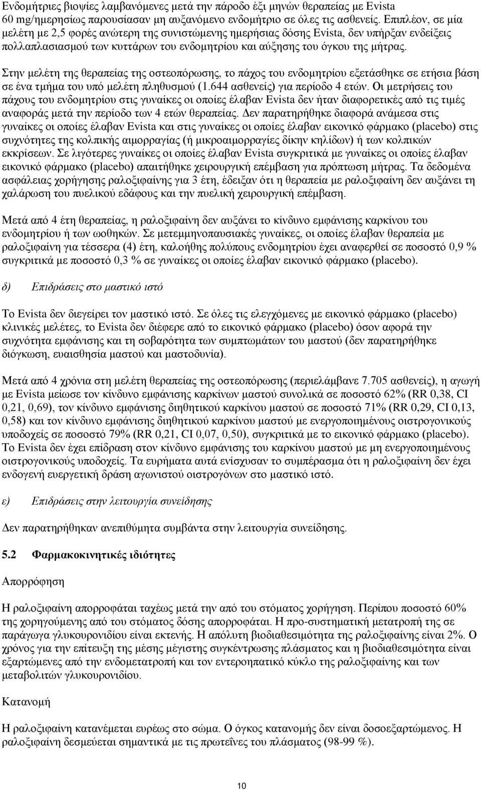 Στην μελέτη της θεραπείας της οστεοπόρωσης, το πάχος του ενδομητρίου εξετάσθηκε σε ετήσια βάση σε ένα τμήμα του υπό μελέτη πληθυσμού (1.644 ασθενείς) για περίοδο 4 ετών.