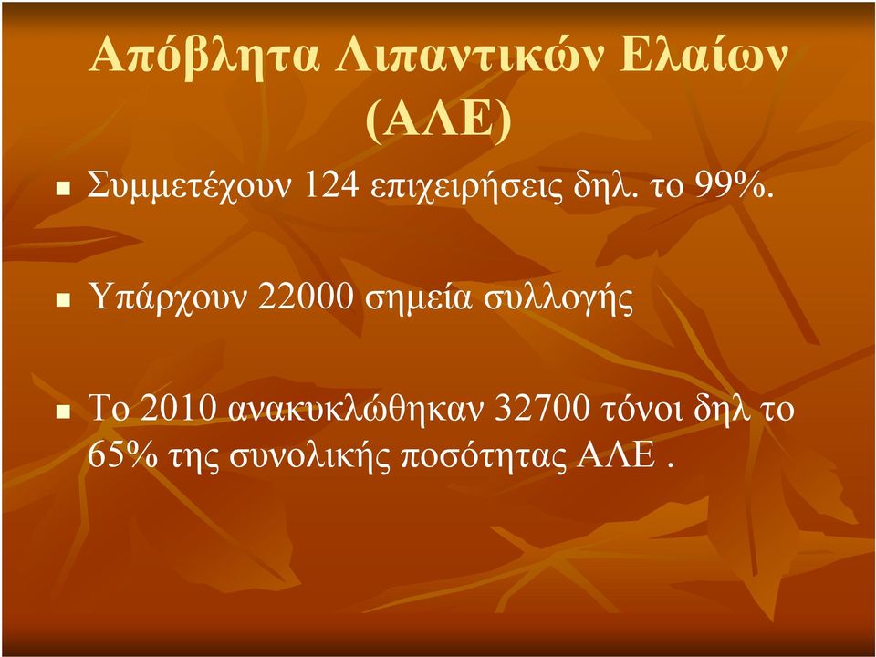 Υπάρχουν 22000 σημεία συλλογής Το 2010