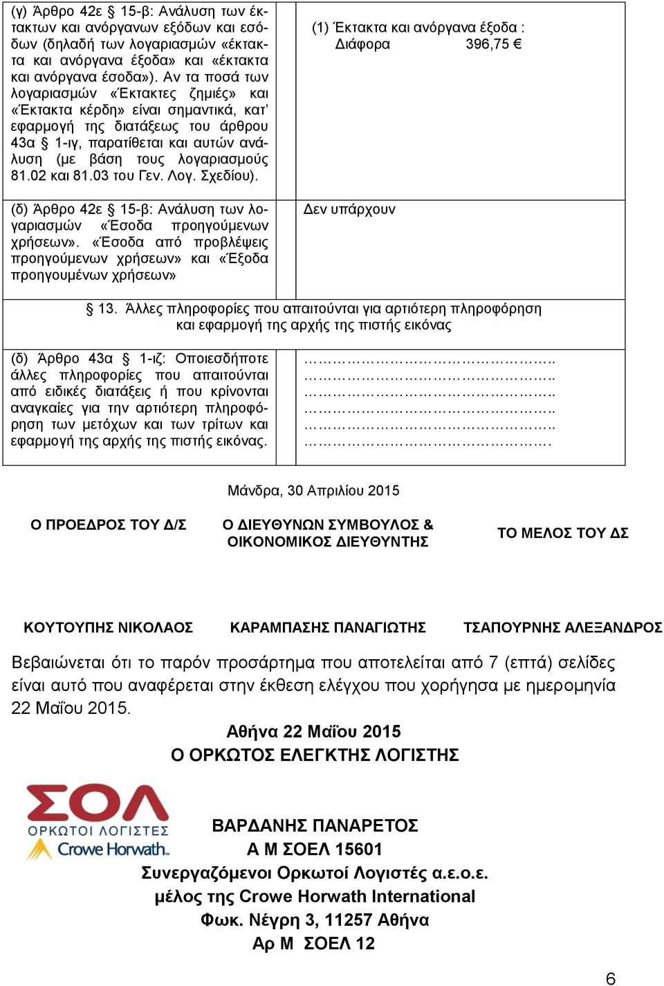 03 του Γεν. Λογ. Σχεδίου). (δ) Άρθρο 42ε 15-β: Ανάλυση των λογαριασμών «Έσοδα προηγούμενων χρήσεων».