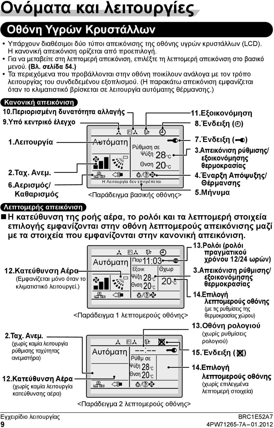 ) Τα περιεχόμενα που προβάλλονται στην οθόνη ποικίλουν ανάλογα με τον τρόπο λειτουργίας του συνδεδεμένου εξοπλισμού.