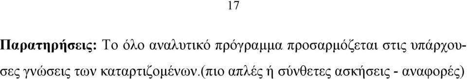 υπάρχουσες γνώσεις των