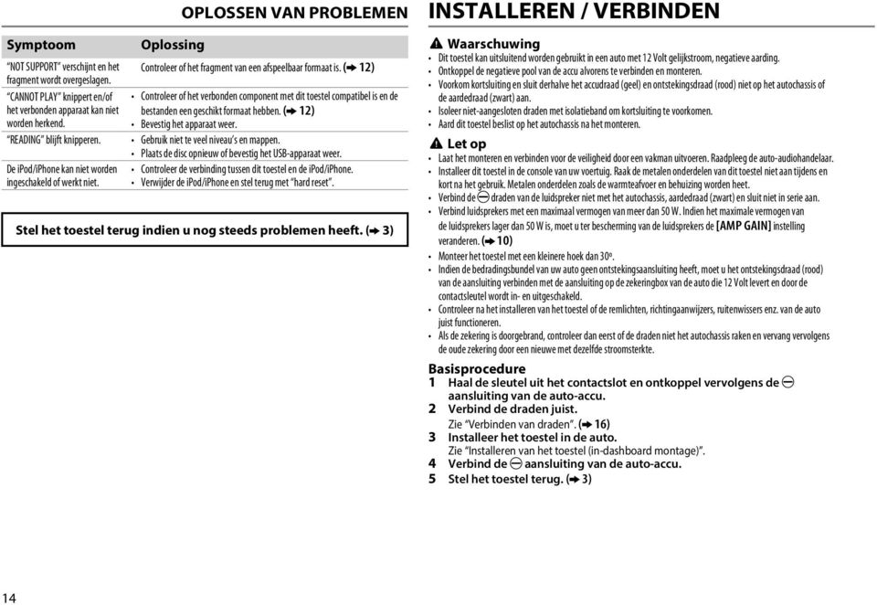 Bevestig het apparaat weer. READING blijft knipperen. Gebruik niet te veel niveau s en mappen. Plaats de disc opnieuw of bevestig het USB-apparaat weer.