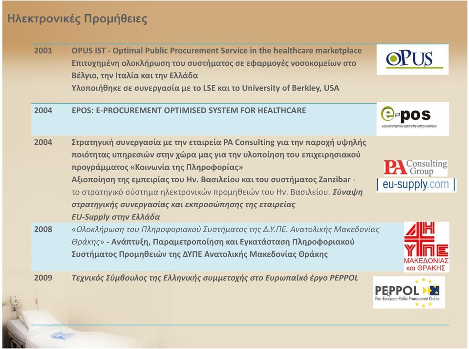 παροχή υψηλής ποιότητας υπηρεσιών στην χώρα μας για την υλοποίηση του επιχειρησιακού προγράμματος «Κοινωνία της Πληροφορίας» Αξιοποίηση της εμπειρίας του Ην.