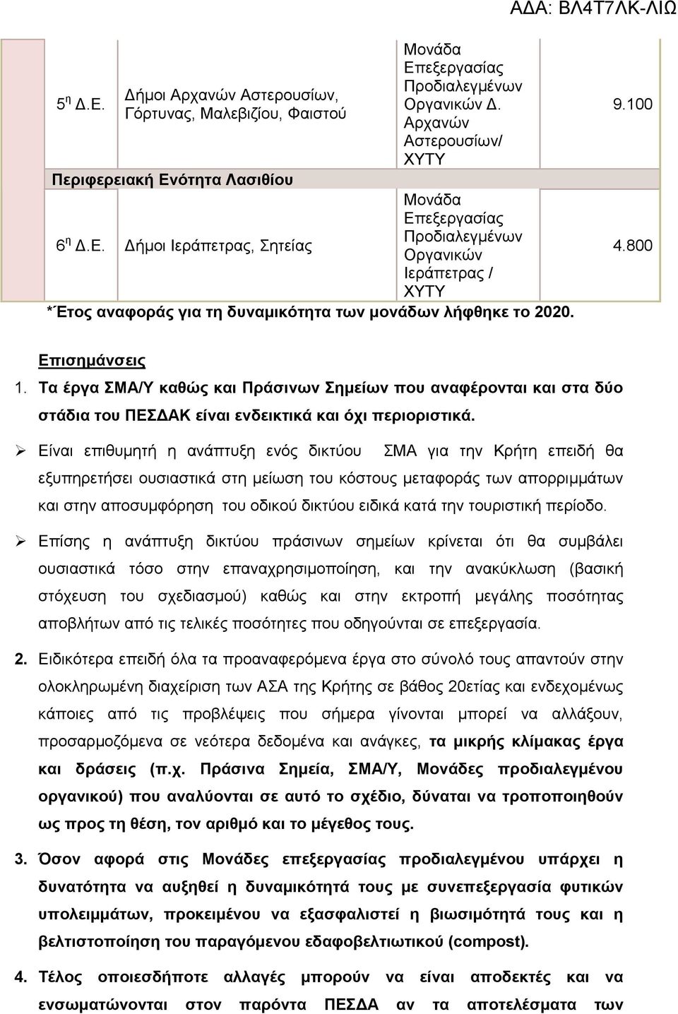 Είναι επιθυµητή η ανάπτυξη ενός δικτύου ΣΜΑ για την Κρήτη επειδή θα εξυπηρετήσει ουσιαστικά στη µείωση του κόστους µεταφοράς των απορριµµάτων και στην αποσυµφόρηση του οδικού δικτύου ειδικά κατά την