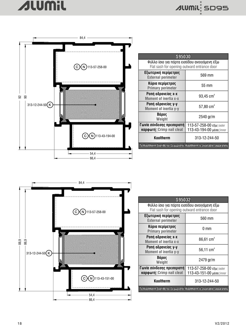 250 gr/m 113-57-258-00 έξω outer 113-3-19-00 μέσα inner Kooltherm 313-12-2-50 5, 66, Το Kooltherm διατίθεται ξεχωριστά Kooltherm is available separately 8, 88,9 86,9 313-12-2-50 113-57-258-00