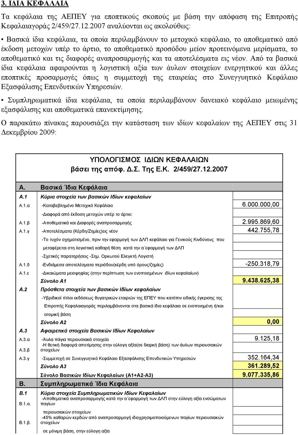 το αποθεματικό και τις διαφορές αναπροσαρμογής και τα αποτελέσματα εις νέον.