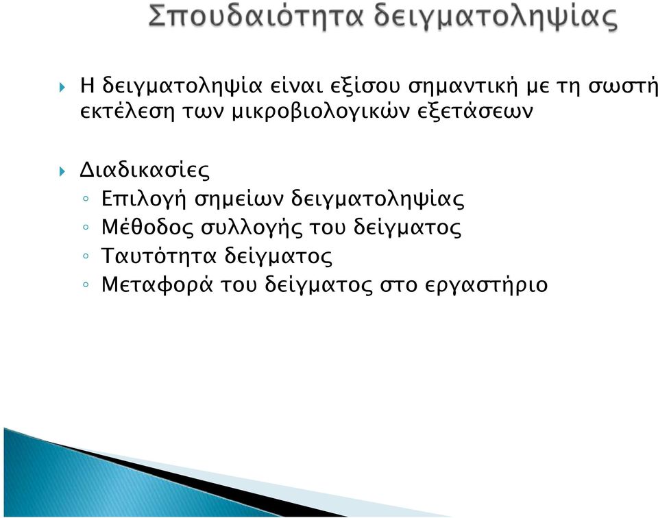 Επιλογή σημείων δειγματοληψίας Μέθοδος συλλογής του