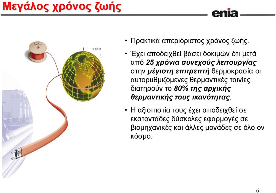 επιτρεπτή θερμοκρασία οι αυτορυθμιζόμενες θερμαντικές ταινίες διατηρούν το 80% της αρχικής