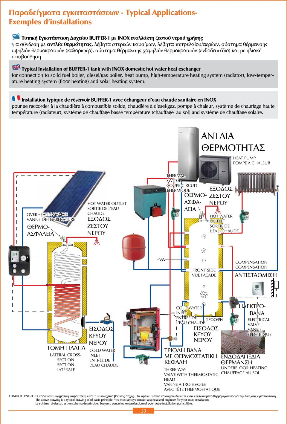 domestic hot water heat exchanger for connection to solid fuel boiler, diesel/gas boiler, heat pump, hightemperature heating system (radiator), lowtemperature heating system (floor heating) and solar