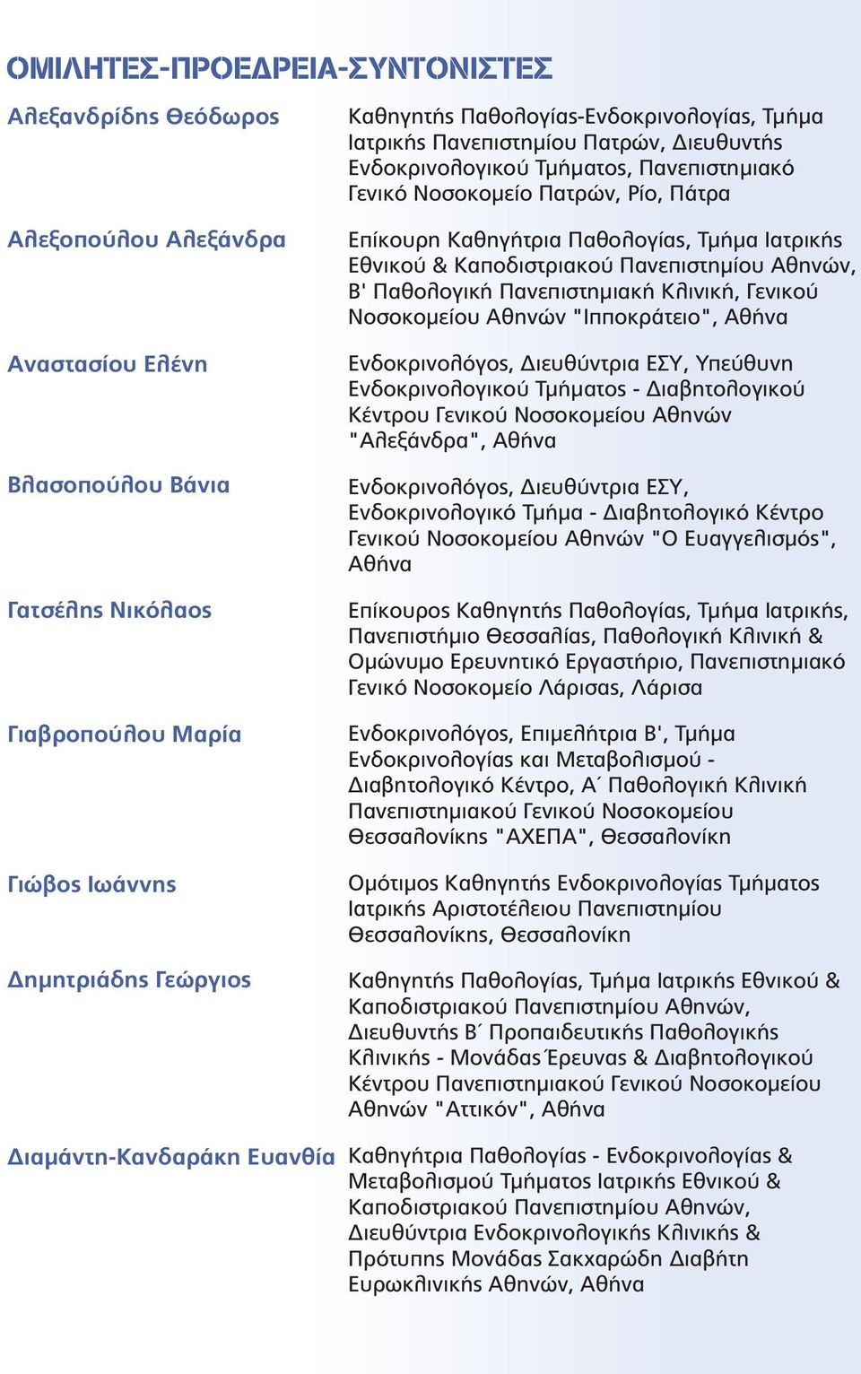 Ιατρικής Εθνικού & Καποδιστριακού Πανεπιστημίου Αθηνών, Β' Παθολογική Πανεπιστημιακή Κλινική, Γενικού Νοσοκομείου Αθηνών "Ιπποκράτειο", Αθήνα Ενδοκρινολόγος, Διευθύντρια EΣΥ, Υπεύθυνη