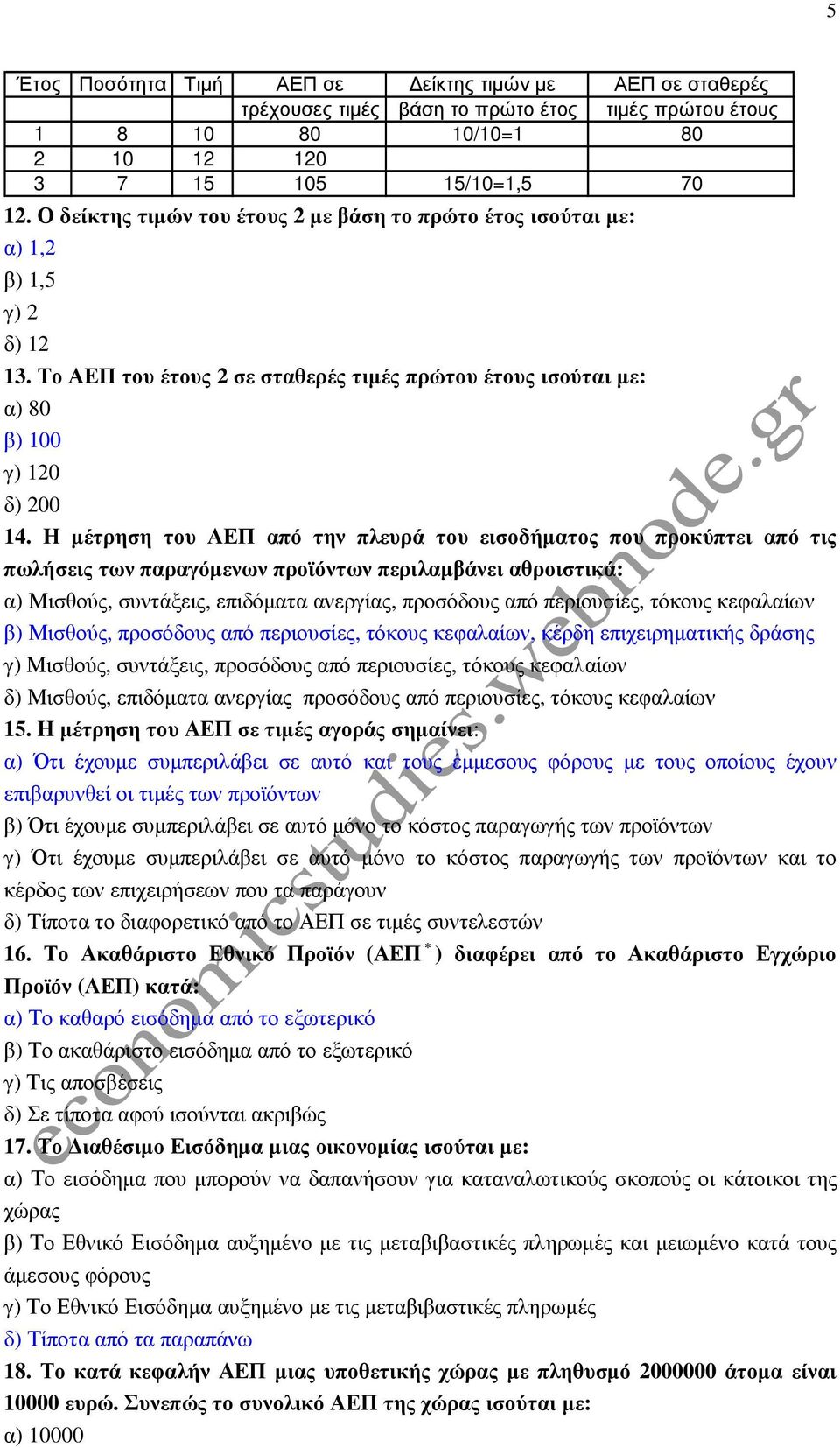 Η µέτρηση του ΑΕΠ από την πλευρά του εισοδήµατος που προκύπτει από τις πωλήσεις των παραγόµενων προϊόντων περιλαµβάνει αθροιστικά: α) Μισθούς, συντάξεις, επιδόµατα ανεργίας, προσόδους από περιουσίες,