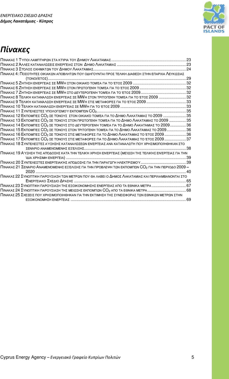 .. 32 ΠΊΝΑΚΑΣ 6 ΖΉΤΗΣΗ ΕΝΈΡΓΕΙΑΣ ΣΕ MWH ΣΤΟΝ ΠΡΩΤΟΓΕΝΉ ΤΟΜΈΑ ΓΙΑ ΤΟ ΈΤΟΣ 2009... 32 ΠΊΝΑΚΑΣ 7 ΖΉΤΗΣΗ ΕΝΈΡΓΕΙΑΣ ΣΕ MWH ΣΤΟ ΔΕΥΤΕΡΟΓΕΝΉ ΤΟΜΈΑ ΓΙΑ ΤΟ ΈΤΟΣ 2009.