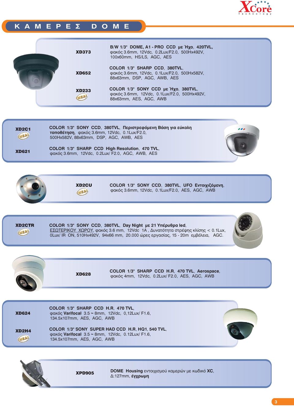 6mm, 12Vdc, 0.1Lux/F2.0, 500Hx582V, 88x63mm, DSP, AGC, AWB, AES COLOR 1/3" SHARP CCD High Resolution, 470 TVL, öáêüò 3.6mm, 12Vdc, 0.2Lux/ F2.
