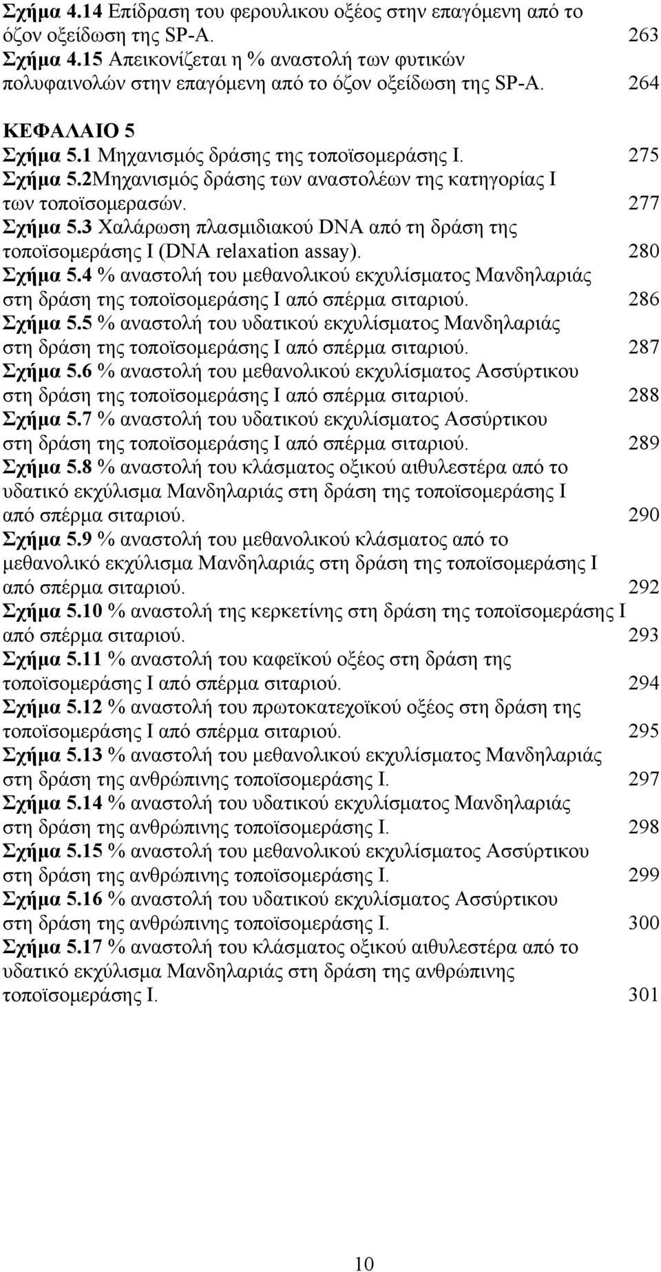 3 Χαλάρωση πλασµιδιακού DNA από τη δράση της τοποϊσοµεράσης Ι (DNA relaxation assay). 280 Σχήµα 5.