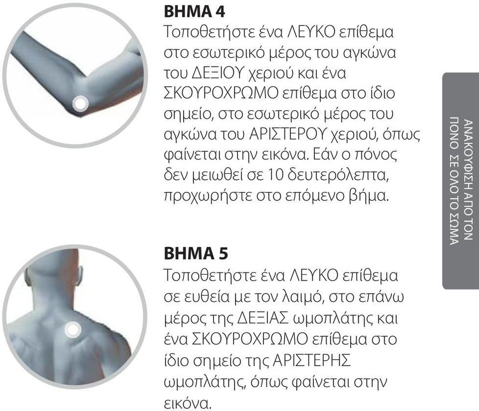 Εάν ο πόνος δεν μειωθεί σε 10 δευτερόλεπτα, προχωρήστε στο επόμενο βήμα.