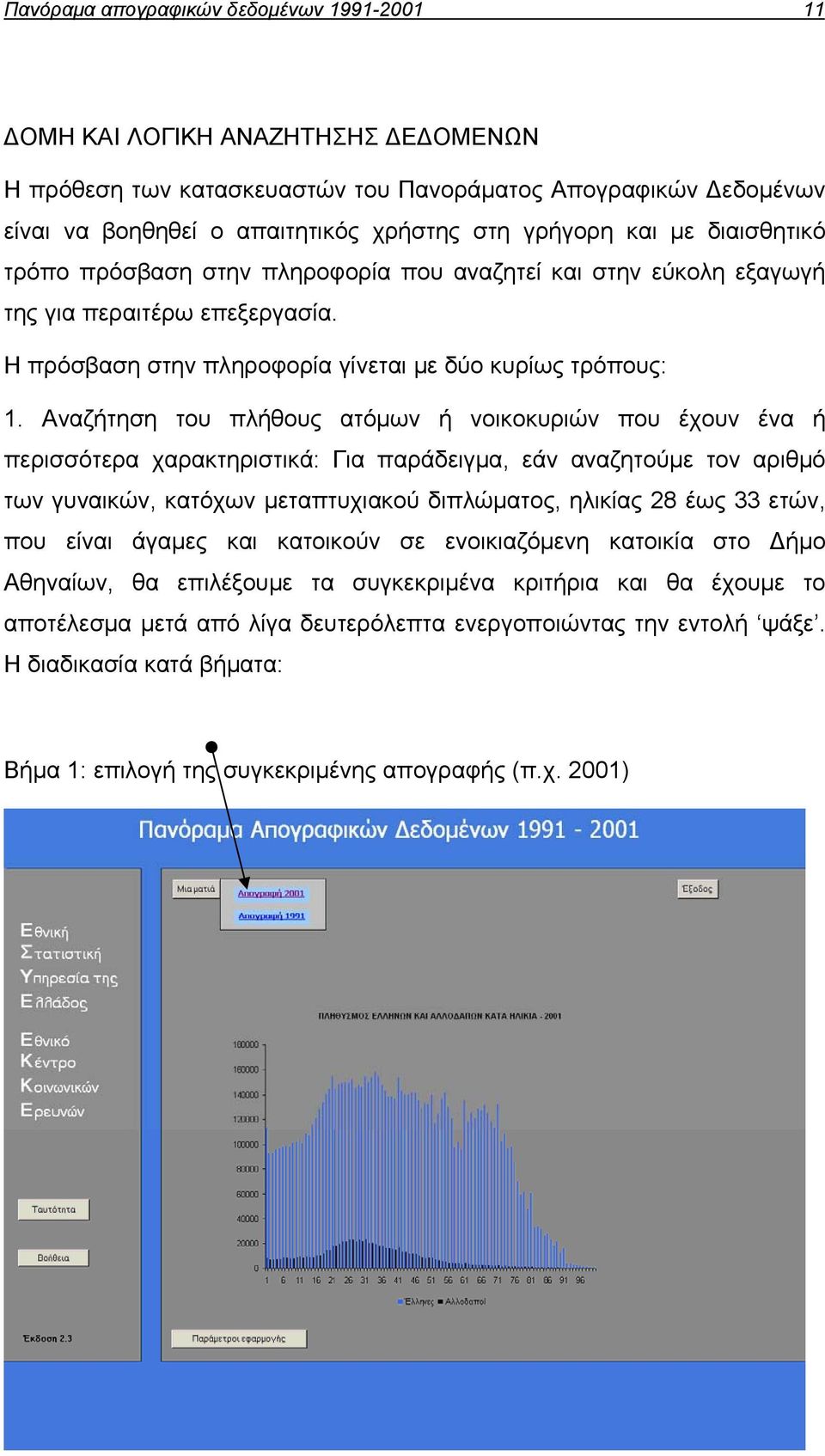 Αναζήτηση του πλήθους ατόμων ή νοικοκυριών που έχουν ένα ή περισσότερα χαρακτηριστικά: Για παράδειγμα, εάν αναζητούμε τον αριθμό των γυναικών, κατόχων μεταπτυχιακού διπλώματος, ηλικίας 28 έως 33