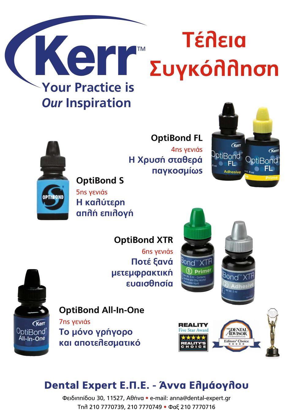 ευαισθησία OptiBond Αll-In-One 7ης γενιάς Το μόνο γρήγορο και αποτελεσματικό Dental Expert Ε.