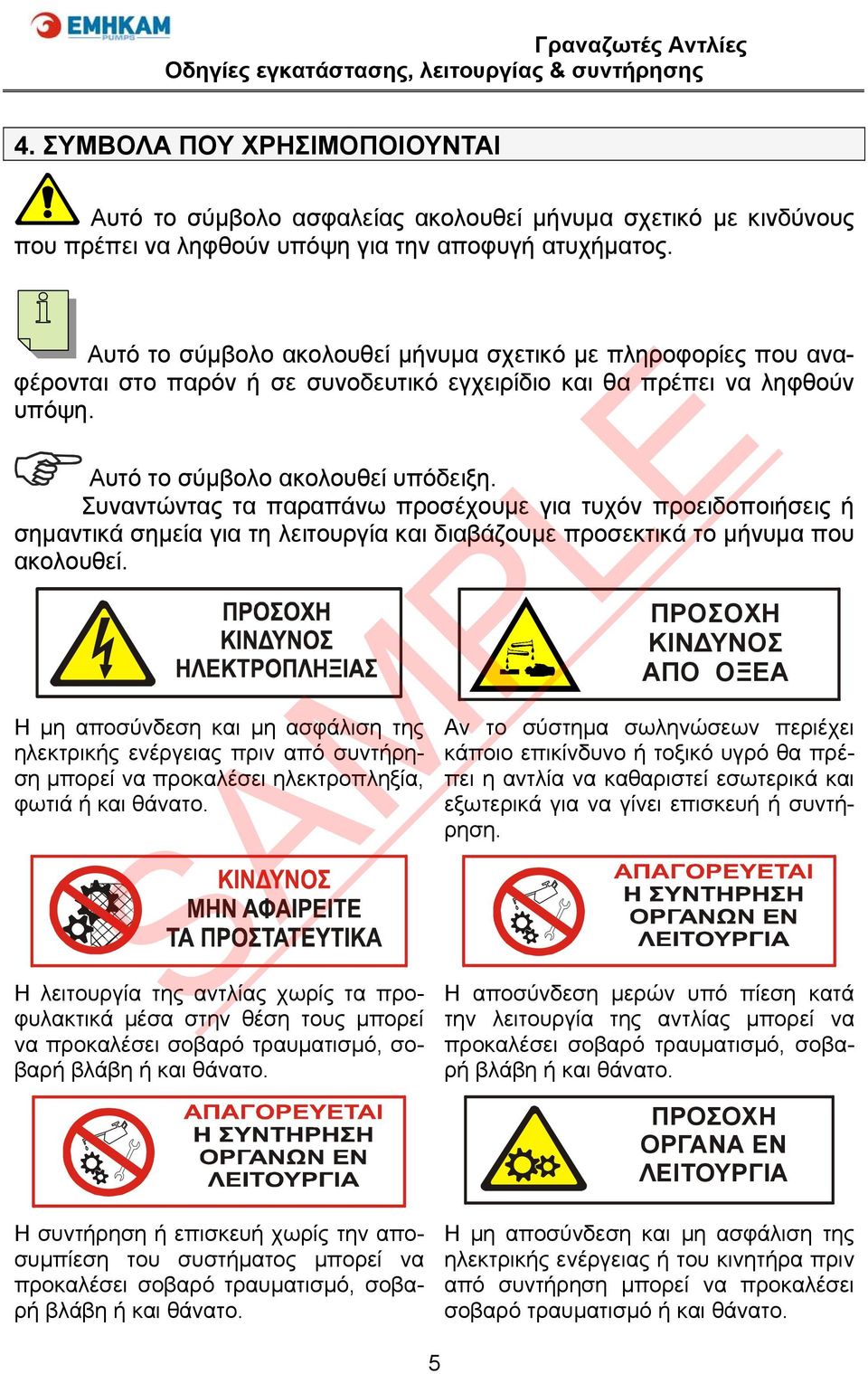 Συναντώντας τα παραπάνω προσέχουμε για τυχόν προειδοποιήσεις ή σημαντικά σημεία για τη λειτουργία και διαβάζουμε προσεκτικά το μήνυμα που ακολουθεί.