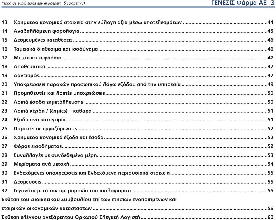 ..49 21 Προμηθευτές και λοιπές υποχρεώσεις...50 22 Λοιπά έσοδα εκμετάλλευσης...50 23 Λοιπά κέρδη / (ζημίες) καθαρά...51 24 Έξοδα ανά κατηγορία...51 25 Παροχές σε εργαζόμενους.