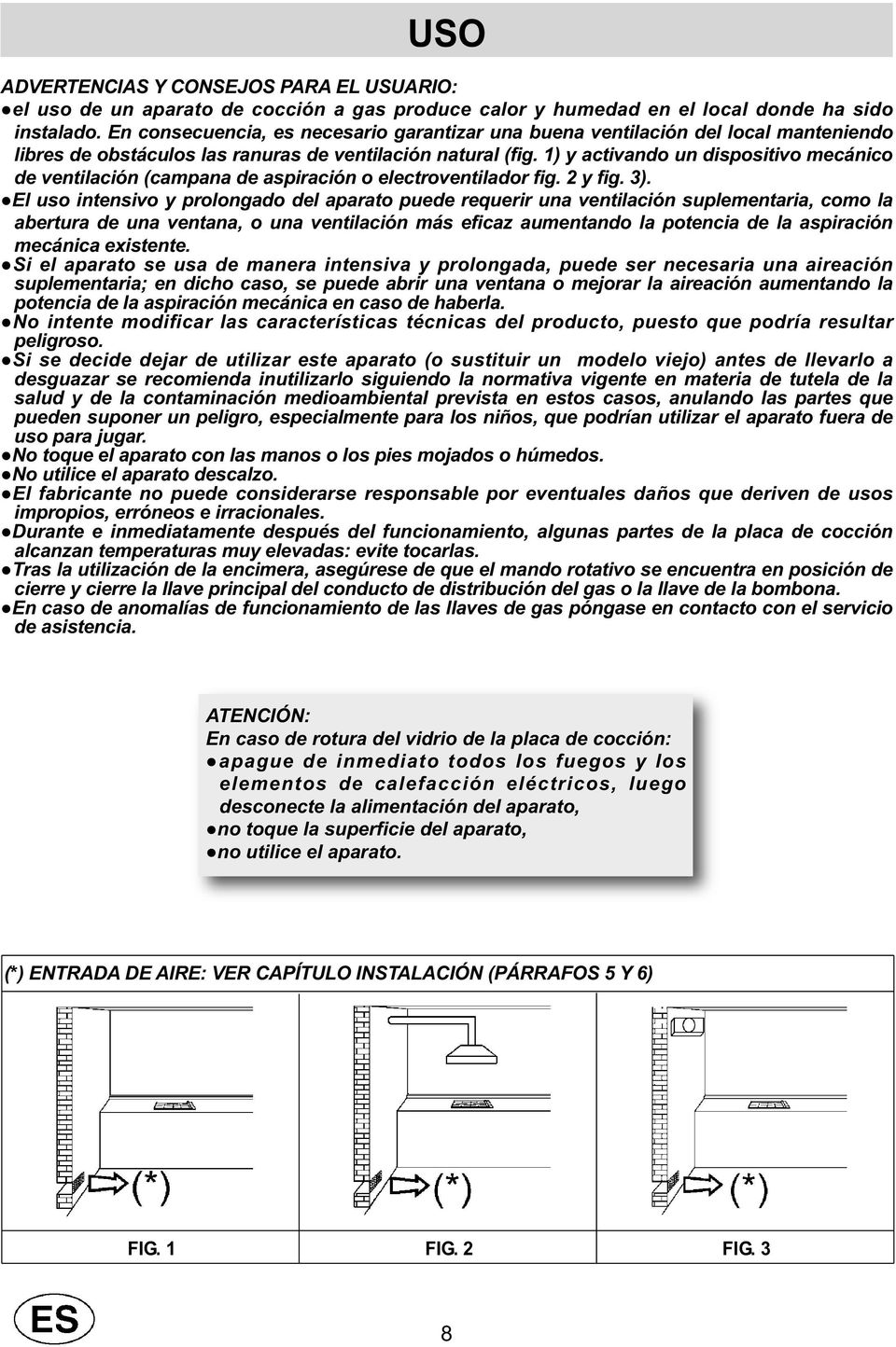 1) y activando un dispositivo mecánico de ventilación (campana de aspiración o electroventilador fig. 2 y fig. 3).