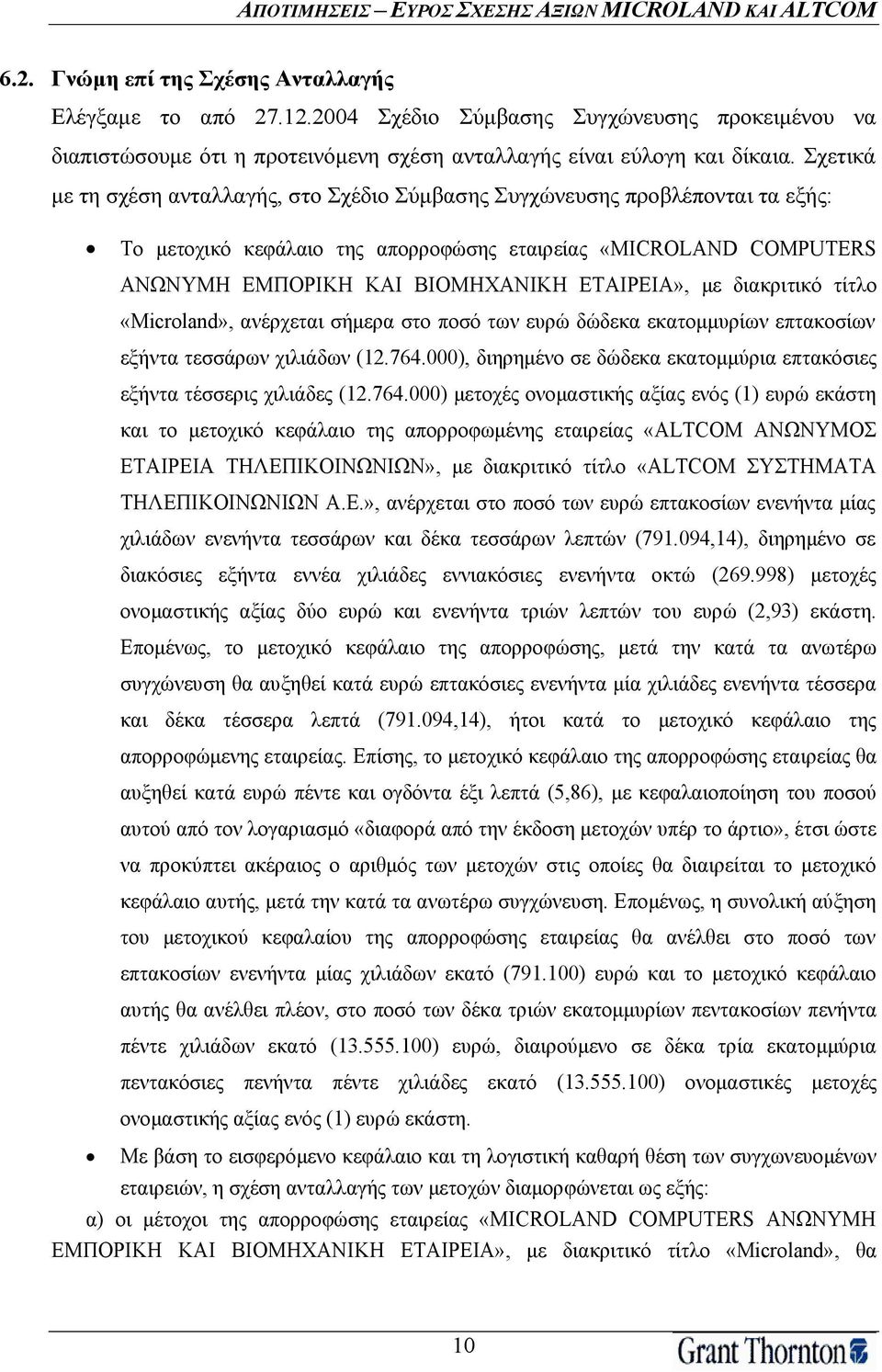 με διακριτικό τίτλο «Micrοland», ανέρχεται σήμερα στο ποσό των ευρώ δώδεκα εκατομμυρίων επτακοσίων εξήντα τεσσάρων χιλιάδων (12.764.