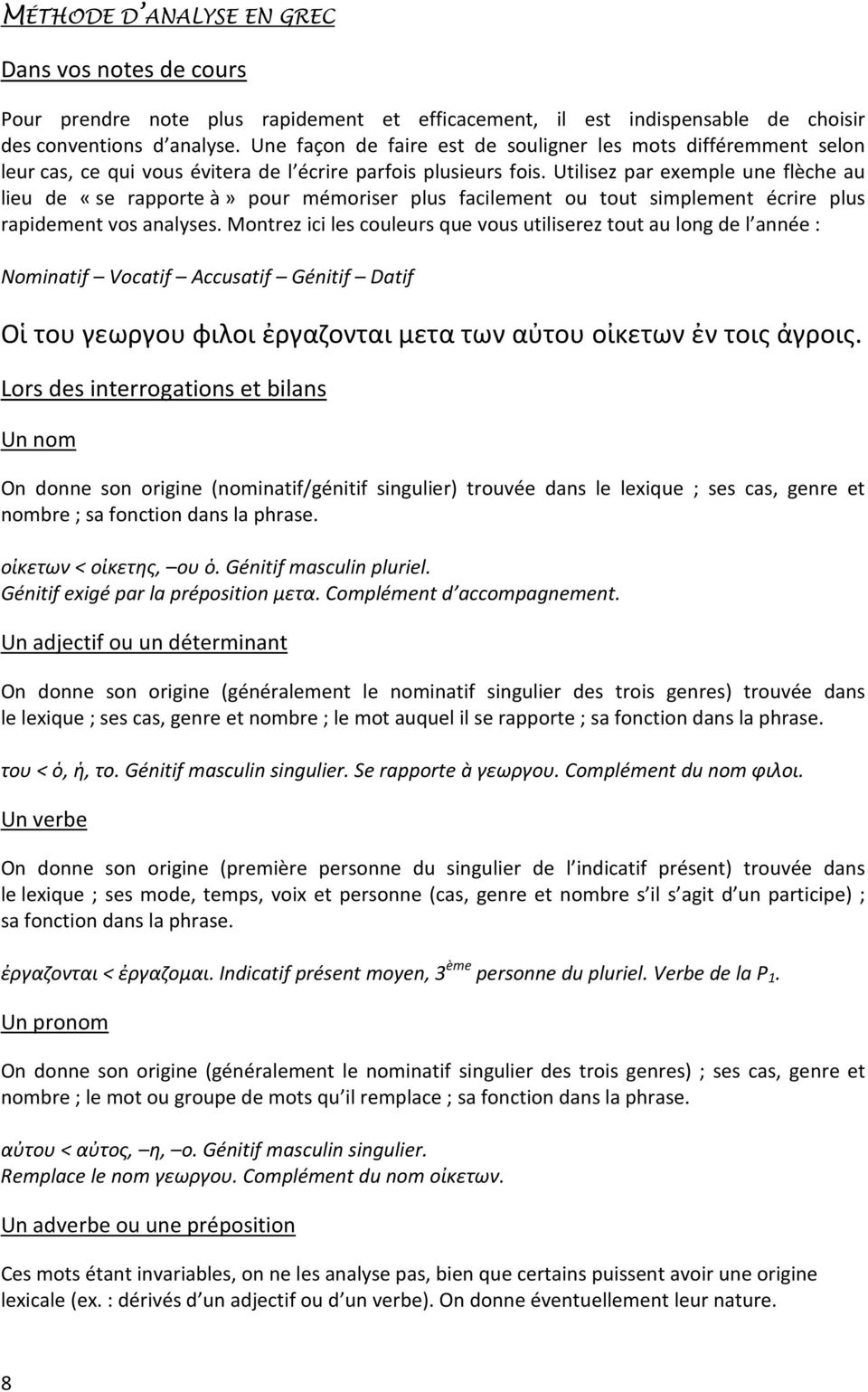Utilisez par exemple une flèche au lieu de «se rapporte à» pour mémoriser plus facilement ou tout simplement écrire plus rapidement vos analyses.