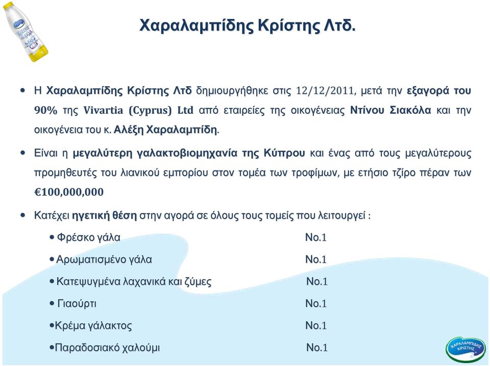 Σιακόλα και την οικογένεια του κ. Αλέξη Χαραλαμπίδη.