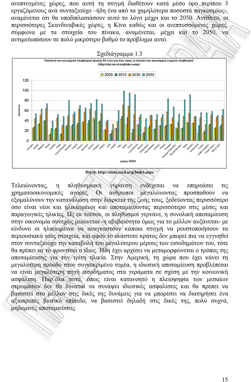 Αντίθετα, οι περισσότερες Σκανδιναβικές χώρες, η Κίνα καθώς και οι ανεπτυσσόμενες χώρες, σύμφωνα με τα στοιχεία του πίνακα, αναμένεται, μέχρι και το 2050, να αντιμετωπίσουν σε πολύ μικρότερο βαθμό το