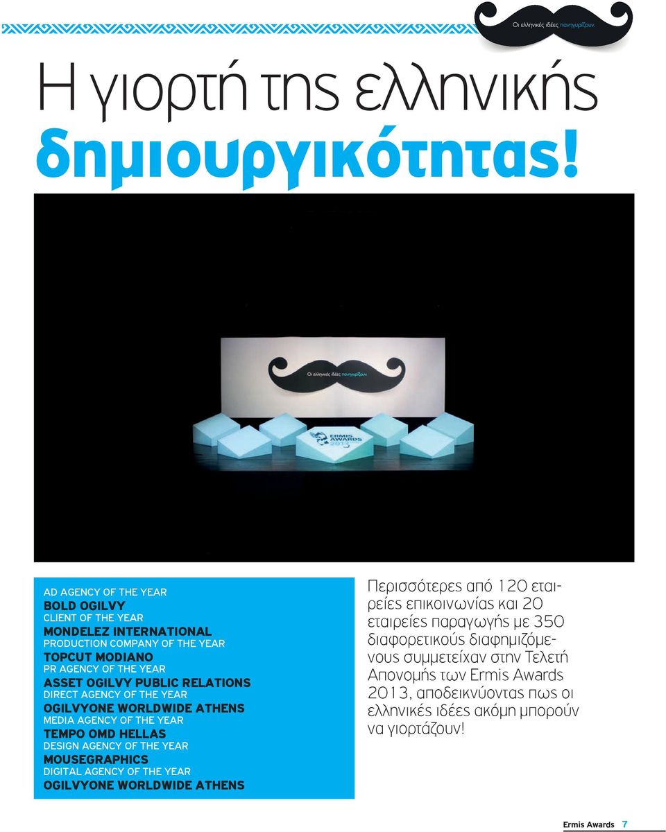 PUBLIC RELATIONS DIRECT AGENCY OF THE YEAR OGILVYONE WORLDWIDE ATHENS MEDIA AGENCY OF THE YEAR TEMPO OMD HELLAS DESIGN AGENCY OF THE YEAR MOUSEGRAPHICS DIGITAL