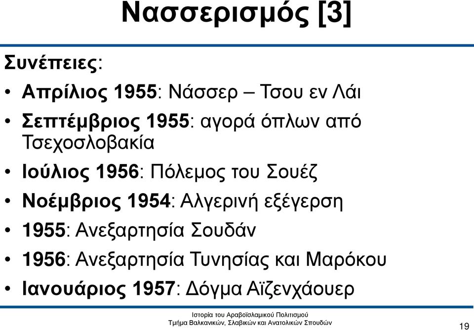 Πόλεμος του Σουέζ Νοέμβριος 1954: Αλγερινή εξέγερση 1955: