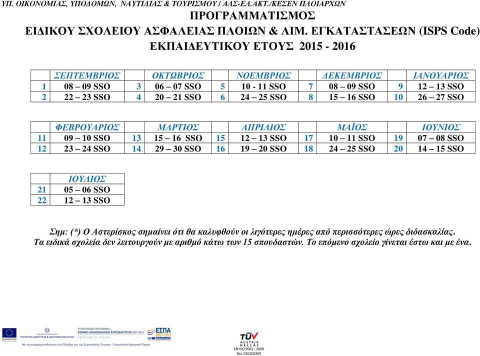 25 SSO 8 15 16 SSO 10 26 27 SSO ΦΔΒΡΟΤΑΡΙΟ ΜΑΡΣΙΟ ΑΠΡΙΛΙΟ ΜΑΪΟ ΙΟΤΝΙΟ 11 09 10 SSO 13 15 16 SSO 15 12 13 SSO 17 10 11 SSO 19 07 08 SSO 12 23 24 SSO 14 29 30 SSO