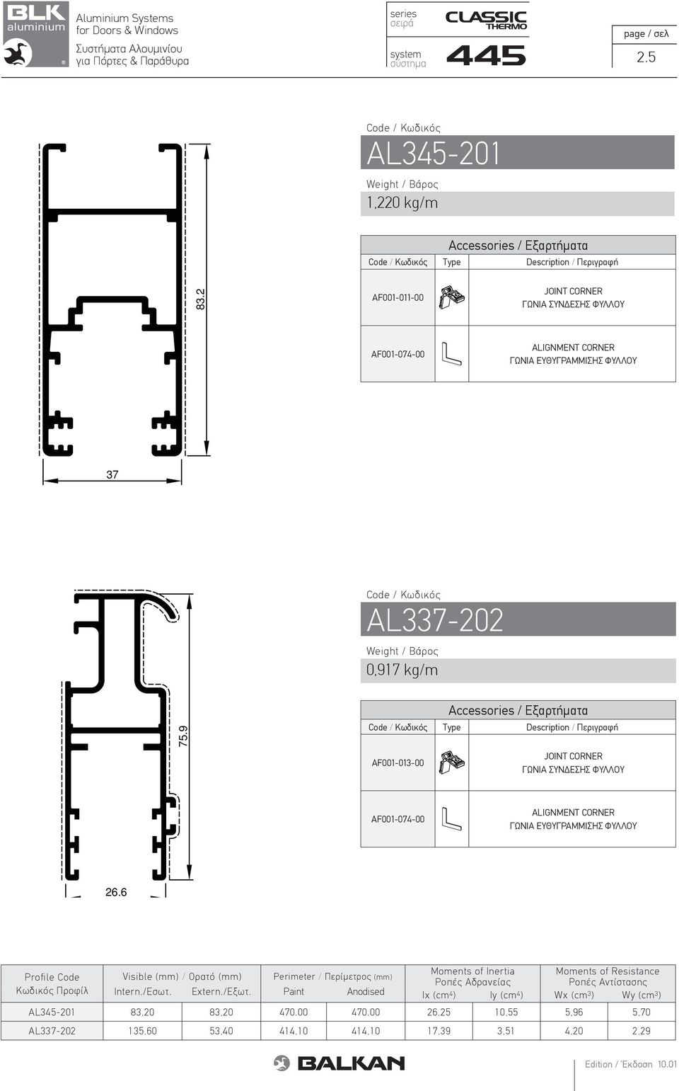 9 Αccessories / Εξαρτήματα Type Description / Περιγραφή AF001-013-00 JOINT CORNER ΓΩΝΙΑ ΣΥΝ ΕΣΗΣ ΦΥΛΛΟΥ AF001-074-00 ALIGNMENT CORNER ΓΩΝΙΑ ΕΥΘΥΓΡΑΜΜΙΣΗΣ ΦΥΛΛΟΥ 26.