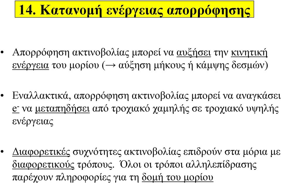 μεταπηδήσει από τροχιακό χαμηλής σε τροχιακό υψηλής ενέργειας Διαφορετικές συχνότητες ακτινοβολίας