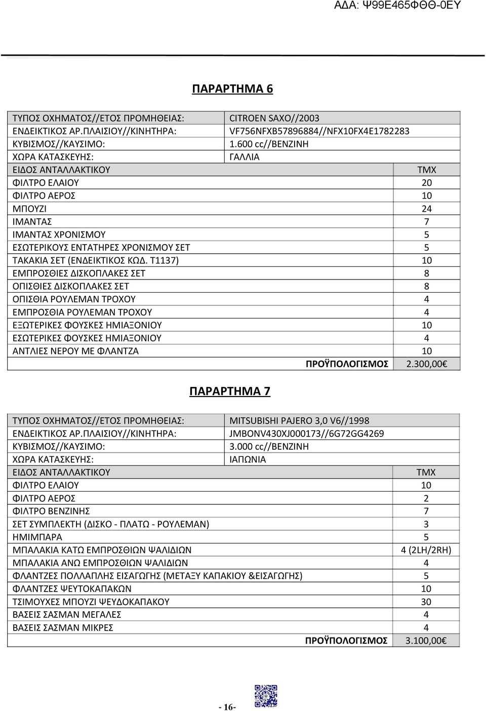 ΚΩΔ. T1137) 10 ΕΜΠΡΟΣΘΙΕΣ ΔΙΣΚΟΠΛΑΚΕΣ ΣΕT 8 ΟΠΙΣΘΙΕΣ ΔΙΣΚΟΠΛΑΚΕΣ ΣΕΤ 8 ΟΠΙΣΘΙΑ ΡΟΥΛΕΜΑΝ ΤΡΟΧΟΥ 4 ΕΜΠΡΟΣΘΙΑ ΡΟΥΛΕΜΑΝ ΤΡΟΧΟΥ 4 ΕΞΩΤΕΡΙΚΕΣ ΦΟΥΣΚΕΣ ΗΜΙΑΞΟΝΙΟΥ 10 ΕΣΩΤΕΡΙΚΕΣ ΦΟΥΣΚΕΣ ΗΜΙΑΞΟΝΙΟΥ 4 ΑΝΤΛΙΕΣ