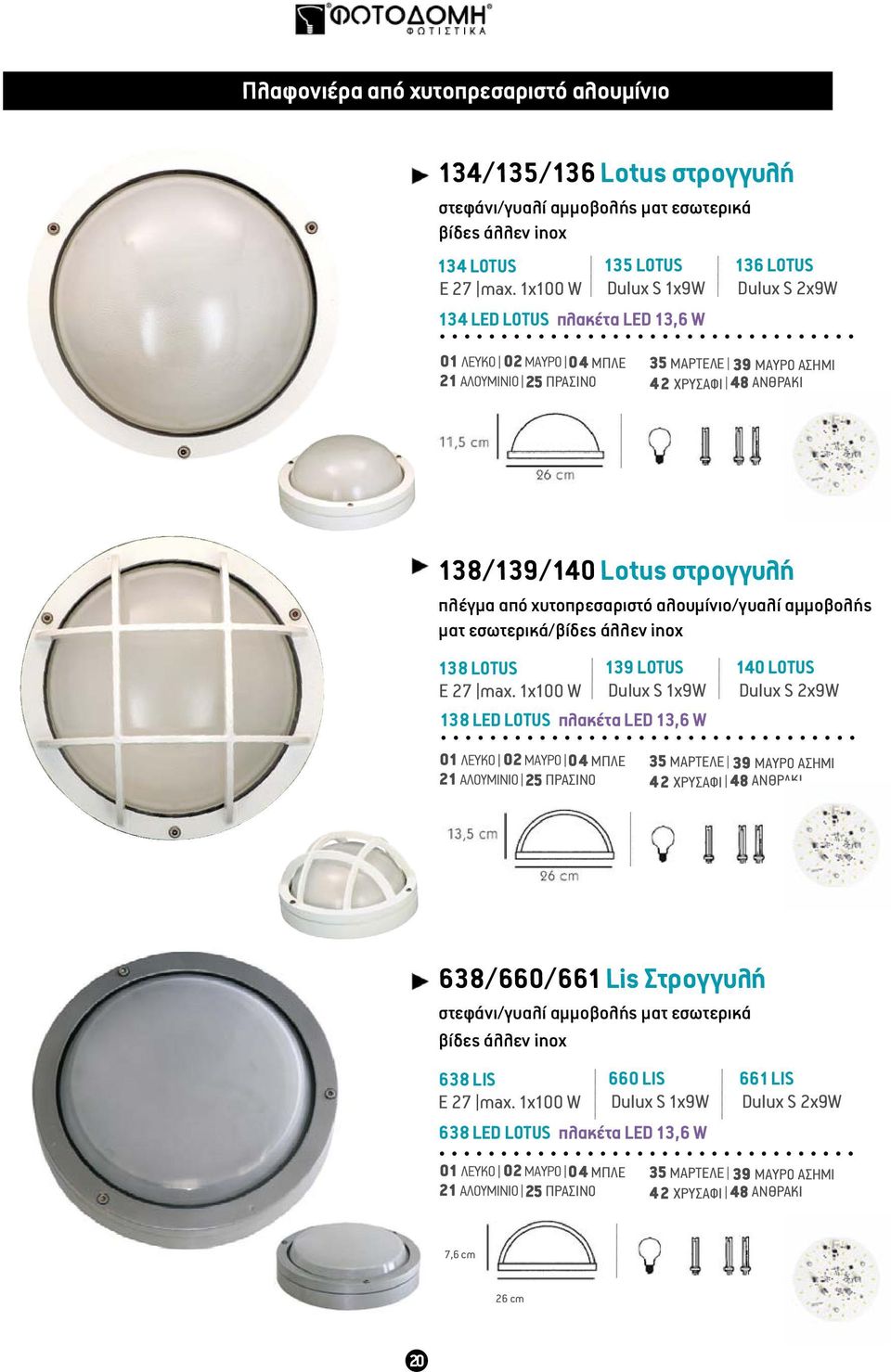 αμμοβολής ματ εσωτερικά/βίδες άλλεν inox 138 LOTUS 139 LOTUS E 27 max.