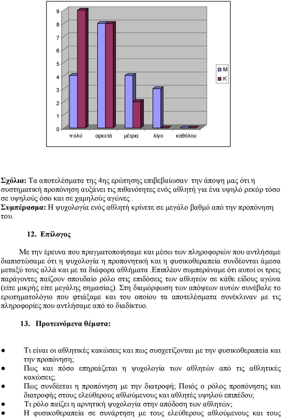 Επίλογος Με την έρευνα που πραγματοποιήσαμε και μέσω των πληροφοριών που αντλήσαμε διαπιστώσαμε ότι η ψυχολογία η προπονητική και η φυσικοθεραπεία συνδέονται άμεσα μεταξύ τους αλλά και με τα διάφορα