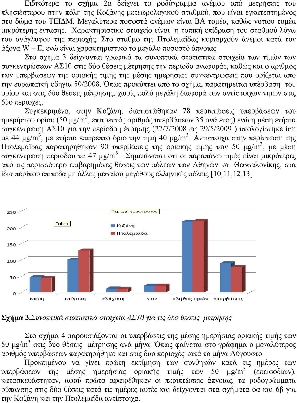 Στο σταθµό της Πτολεµαΐδας κυριαρχούν άνεµοι κατά τον άξονα W E, ενώ είναι χαρακτηριστικό το µεγάλο ποσοστό άπνοιας.