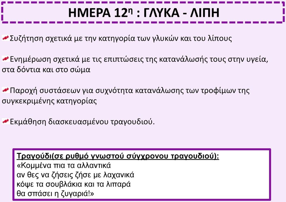 τροφίμων της συγκεκριμένης κατηγορίας Εκμάθηση διασκευασμένου τραγουδιού.