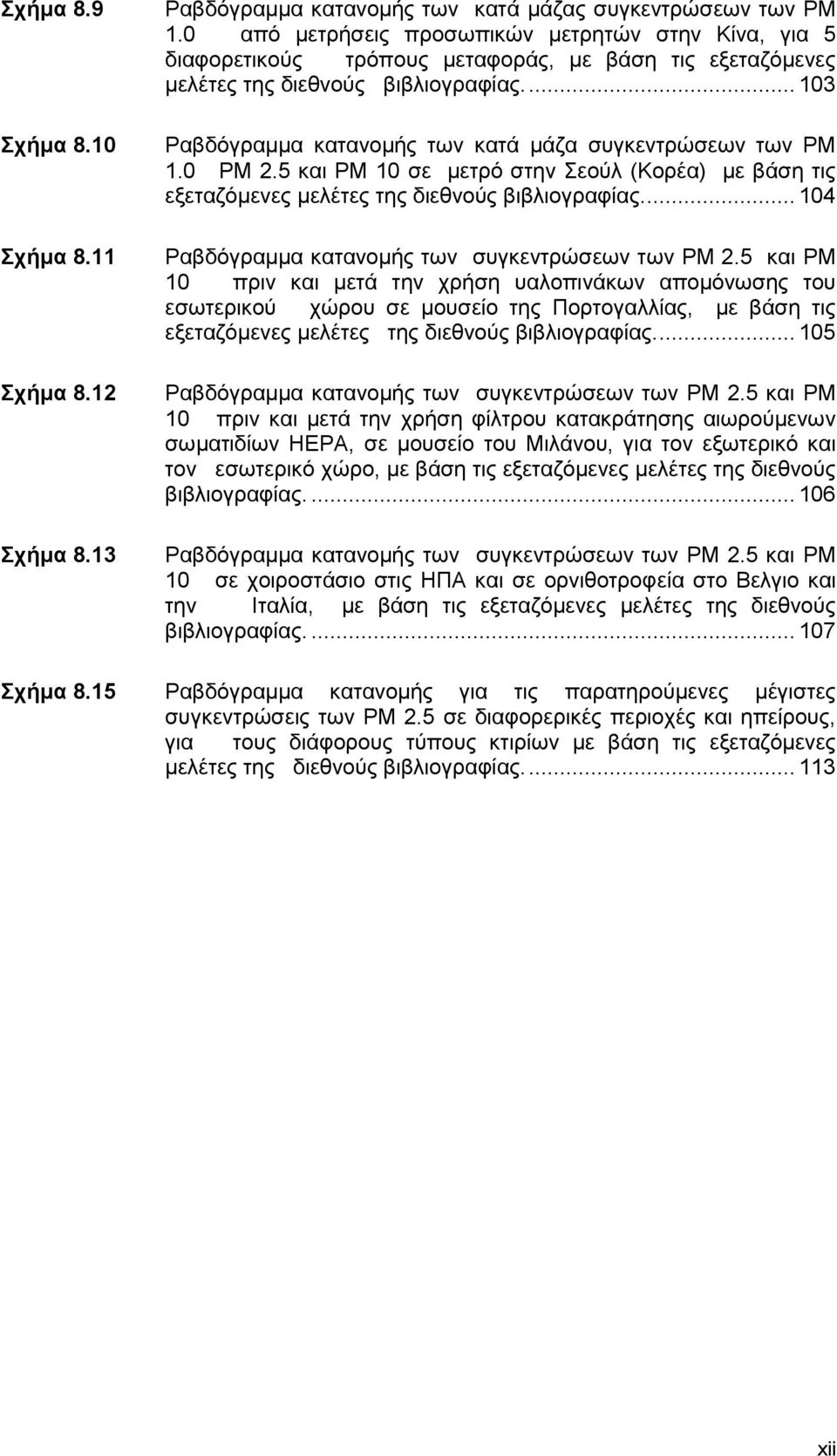 ... 103 Ραβδόγραμμα κατανομής των κατά μάζα συγκεντρώσεων των ΡΜ 1.0 ΡΜ 2.5 και ΡΜ 10 σε μετρό στην Σεούλ (Κορέα) με βάση τις εξεταζόμενες μελέτες της διεθνούς βιβλιογραφίας.