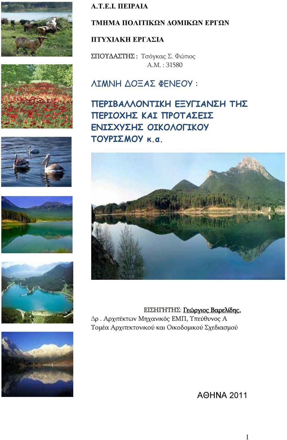 : 31580 ΛΙΜΝΗ ΔΟΞΑΣ ΦΕΝΕΟΥ : ΠΕΡΙΒΑΛΛΟΝΤΙΚΗ ΕΞΥΓΙΑΝΣΗ ΤΗΣ ΠΕΡΙΟΧΗΣ ΚΑΙ ΠΡΟΤΑΣΕΙΣ