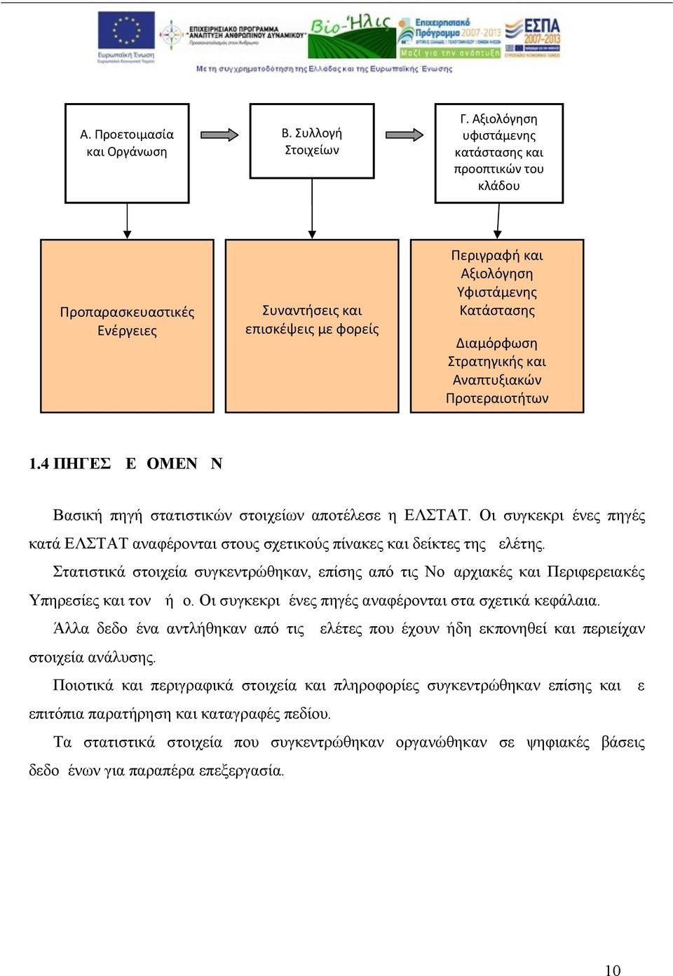 και Αναπτυξιακών Προτεραιοτήτων 1.4 ΠΗΓΕΣ ΔΕΔΟΜΕΝΩΝ Βασική πηγή στατιστικών στοιχείων αποτέλεσε η ΕΛΣΤΑΤ.