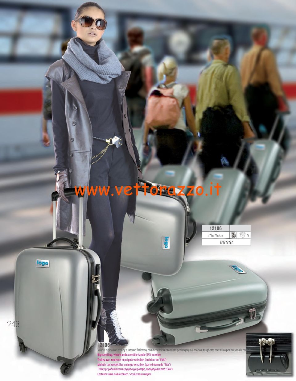 targhetta metallica per personalizzazione Big travel bag, wheels and extensible handle (EVA interior) Trolley avec