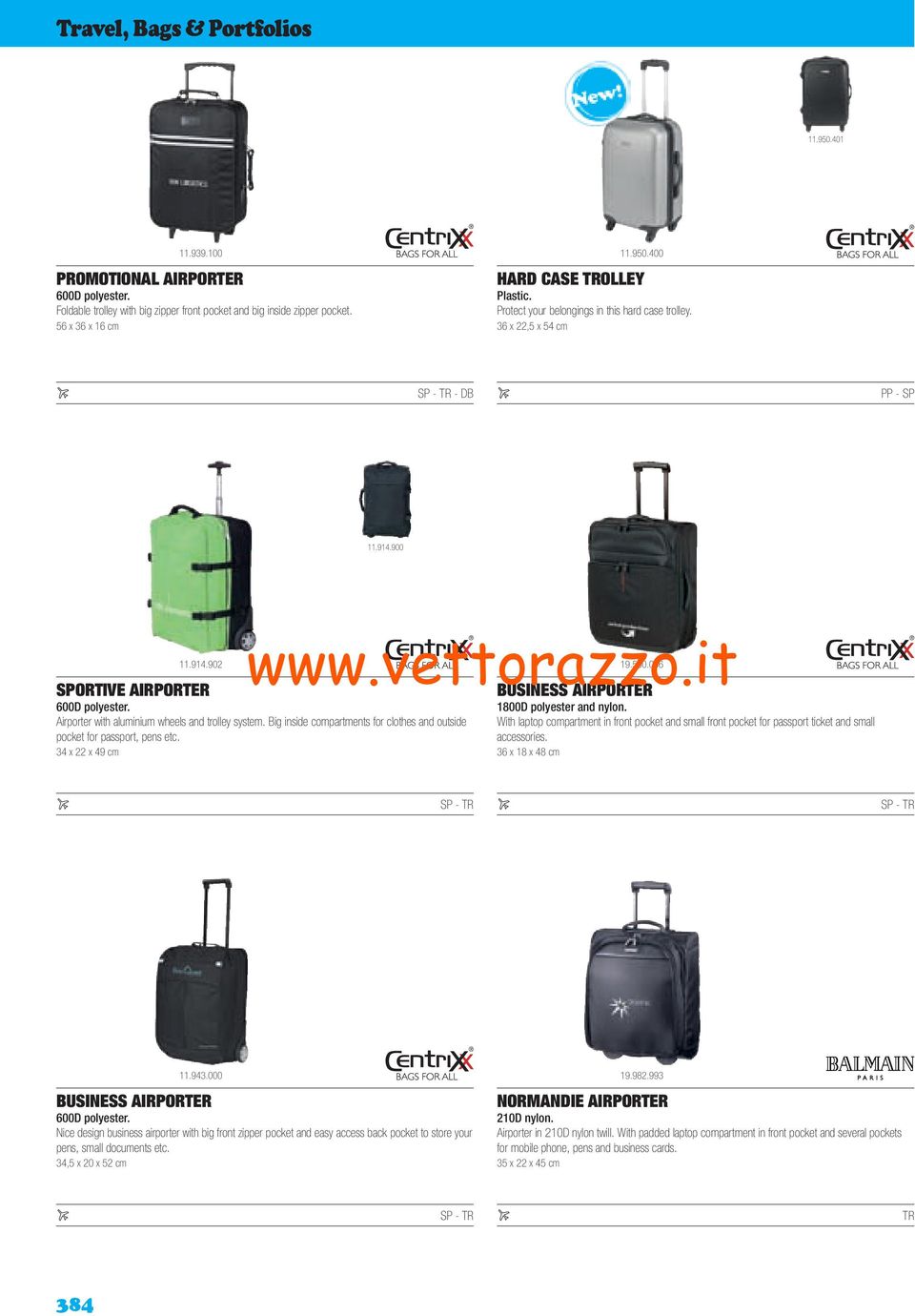 Airporter with aluminium wheels and trolley system. Big inside compartments for clothes and outside pocket for passport, pens etc. 34 x 22 x 49 cm BUSINESS AIRPORTER 1800D polyester and nylon.
