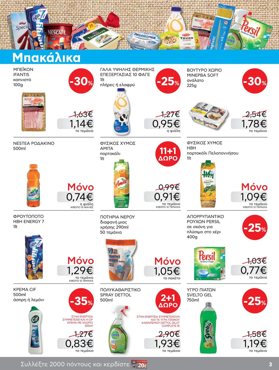 διαφανή μιας χρήσης 290ml 50 τεμάχια ΑΠΟΡΡΥΠΑΝΤΙΚΟ ΡΟΥΧΩΝ PERSIL σε σκόνη για πλύσιμο στο χέρι 400g 1,29 KIBΩΤΙΟ 12 ΤΕΜΑΧΙA 1,05 1,03 0,77 ΚΡΕΜΑ CIF άσπρη ή λεμόνι -35% ΠΟΛΥΚΑΘΑΡΙΣΤΙΚΟ SPRAY