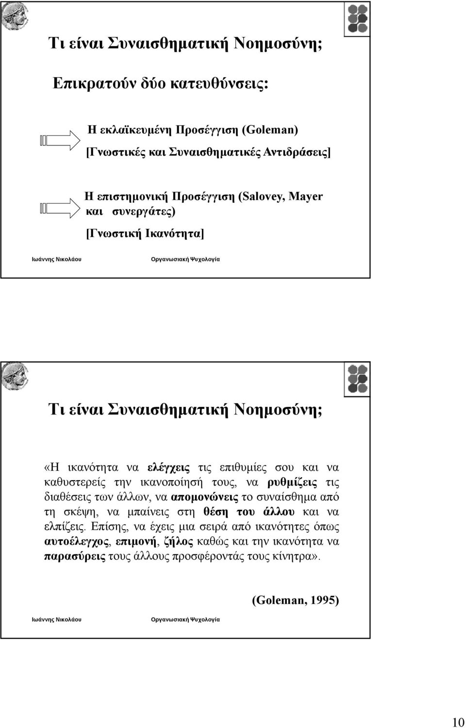 την ικανοποίησή τους, να ρυθμίζεις τις διαθέσεις των άλλων, να απομονώνεις το συναίσθημα από τη σκέψη, να μπαίνεις στη θέση του άλλου και να ελπίζεις.